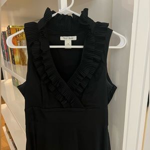 White House Black Market V-Neck Ruffled Black Cocktail Party Dress Size 4